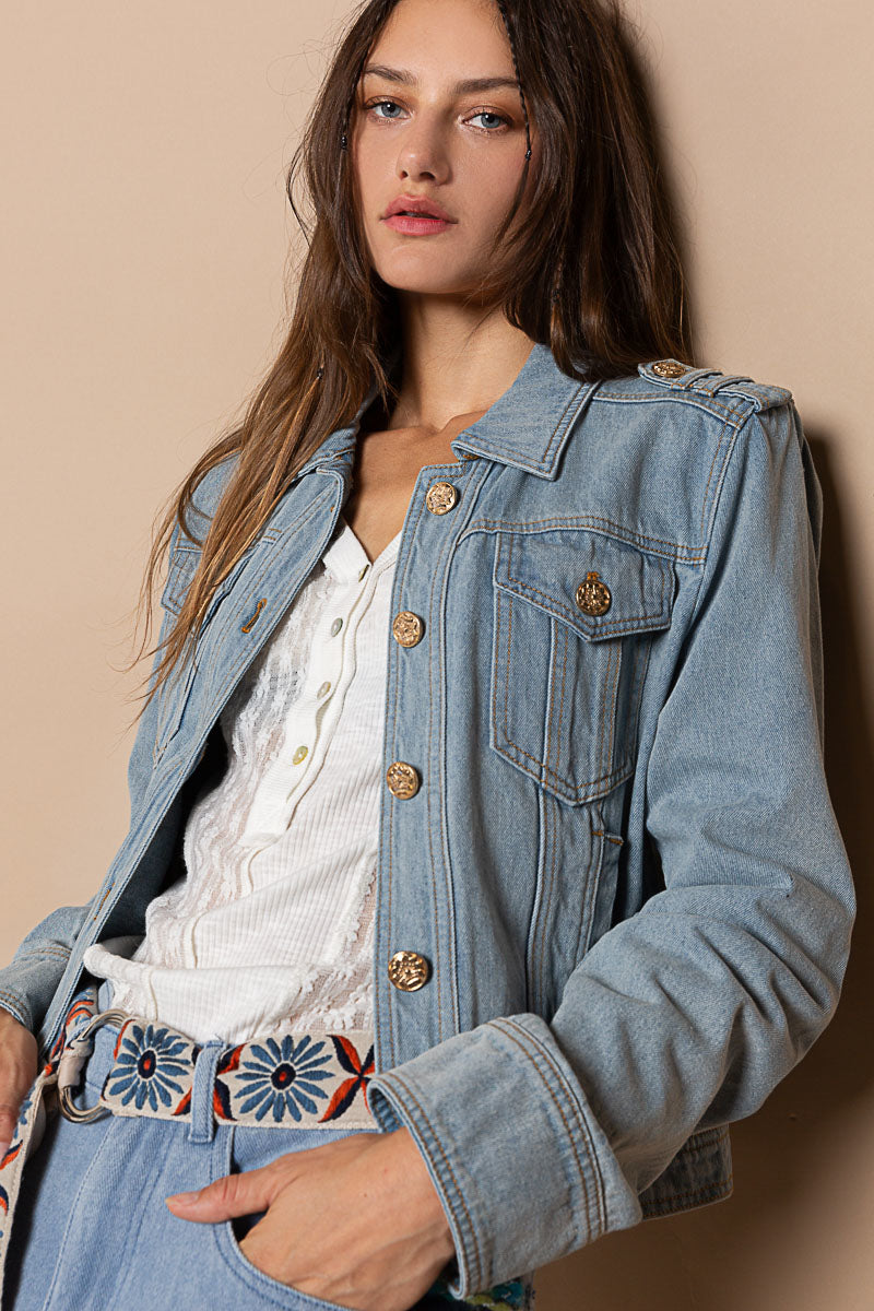 POL Cropped Jean Jacket