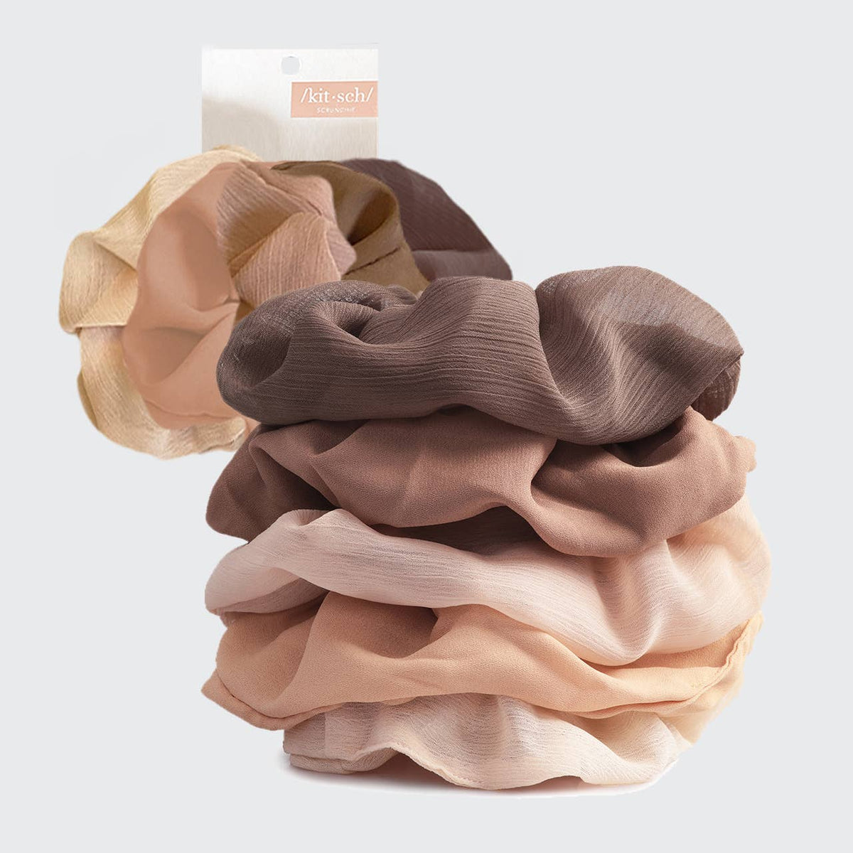 Crepe Scrunchies 5pc - Terracotta