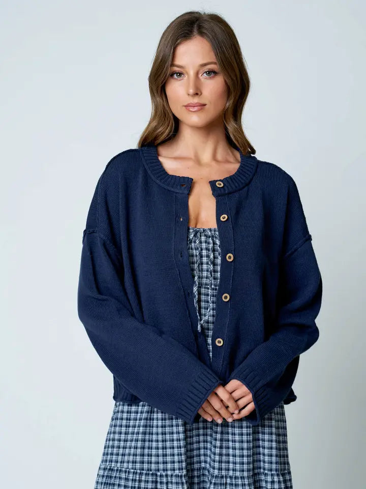 Navy Button Cardigan