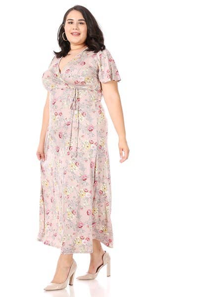 Plus Floral Wrap Dress