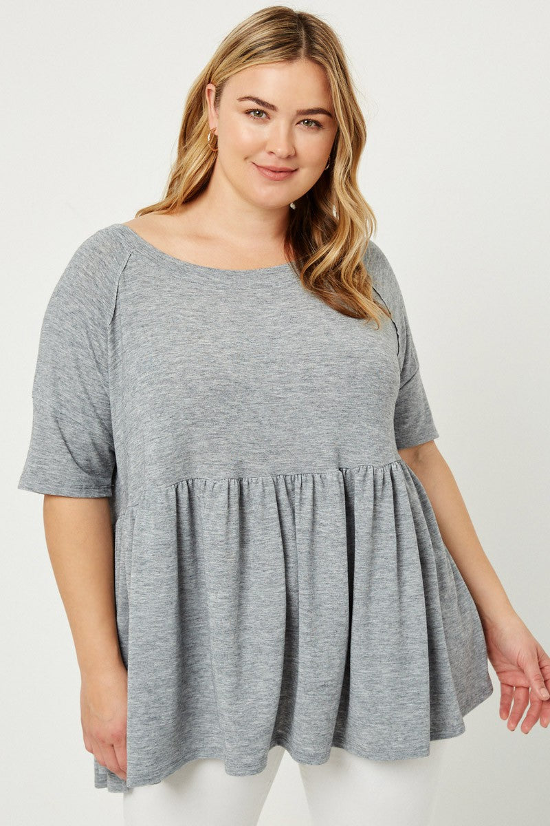 Heathered Baby Doll Knit Tee