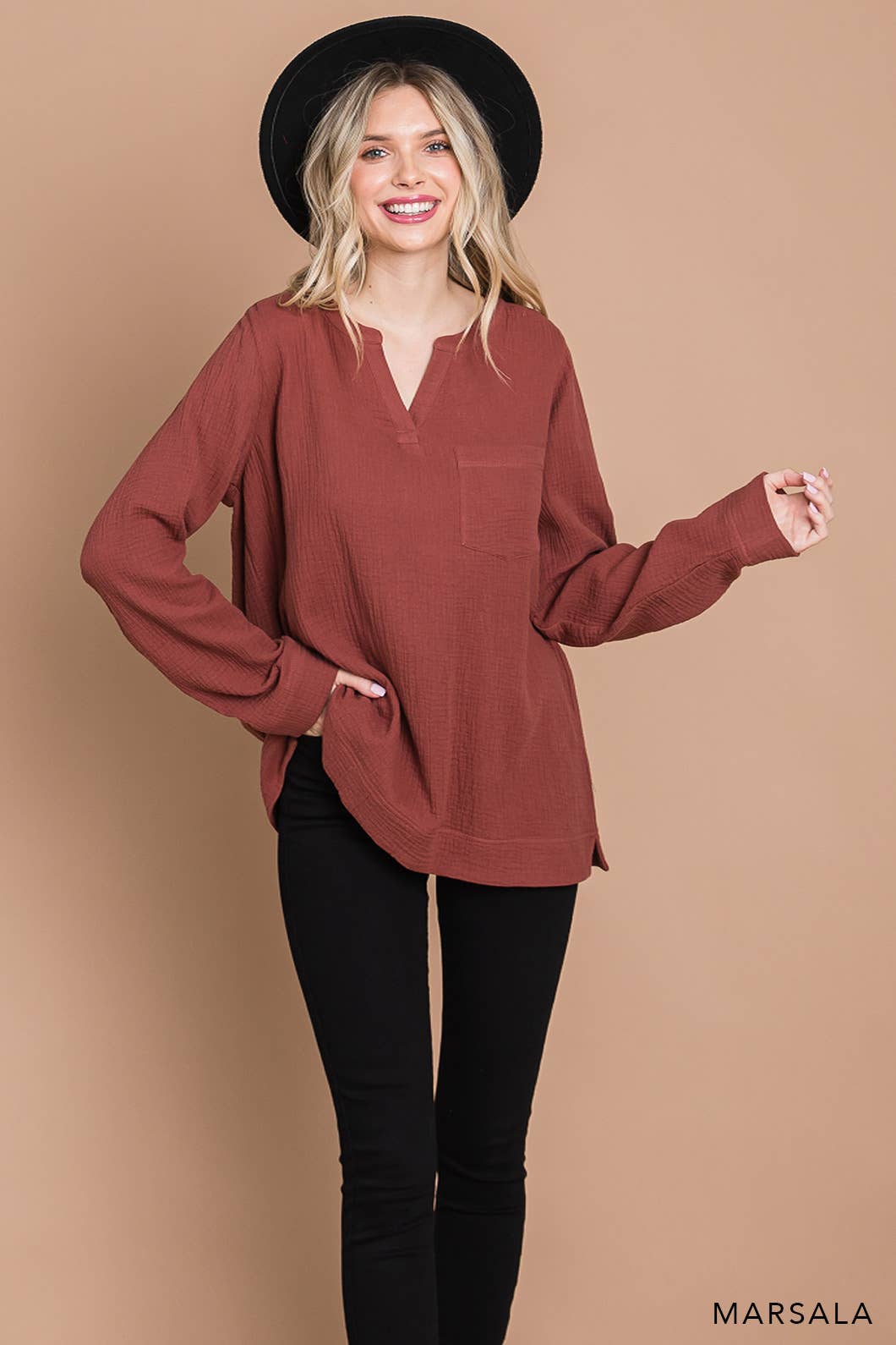 Marsala Cotton Gauze Top