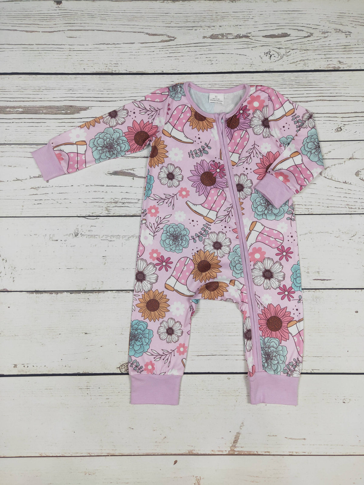 Floral Boots Baby Zip Sleeper