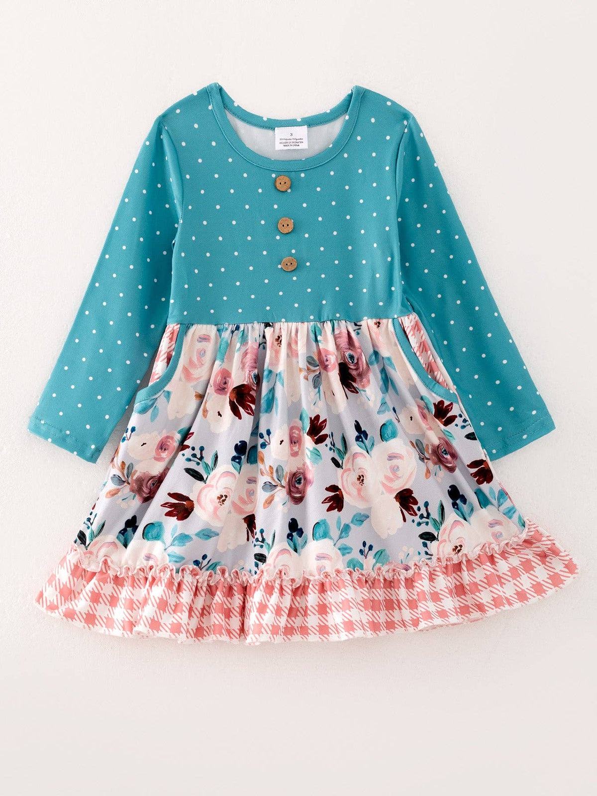 Girls Christmas Floral Print Dress