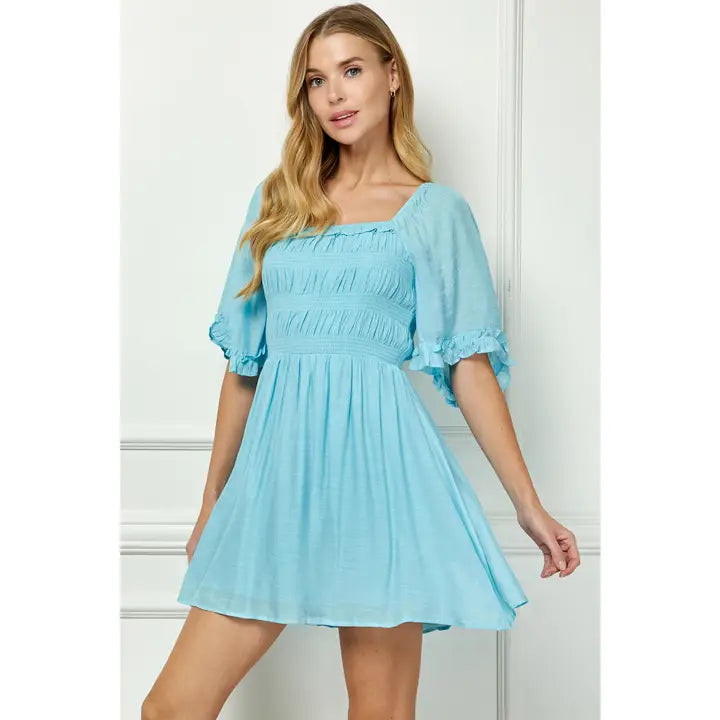 Sweet Square Neck Flutter Dress