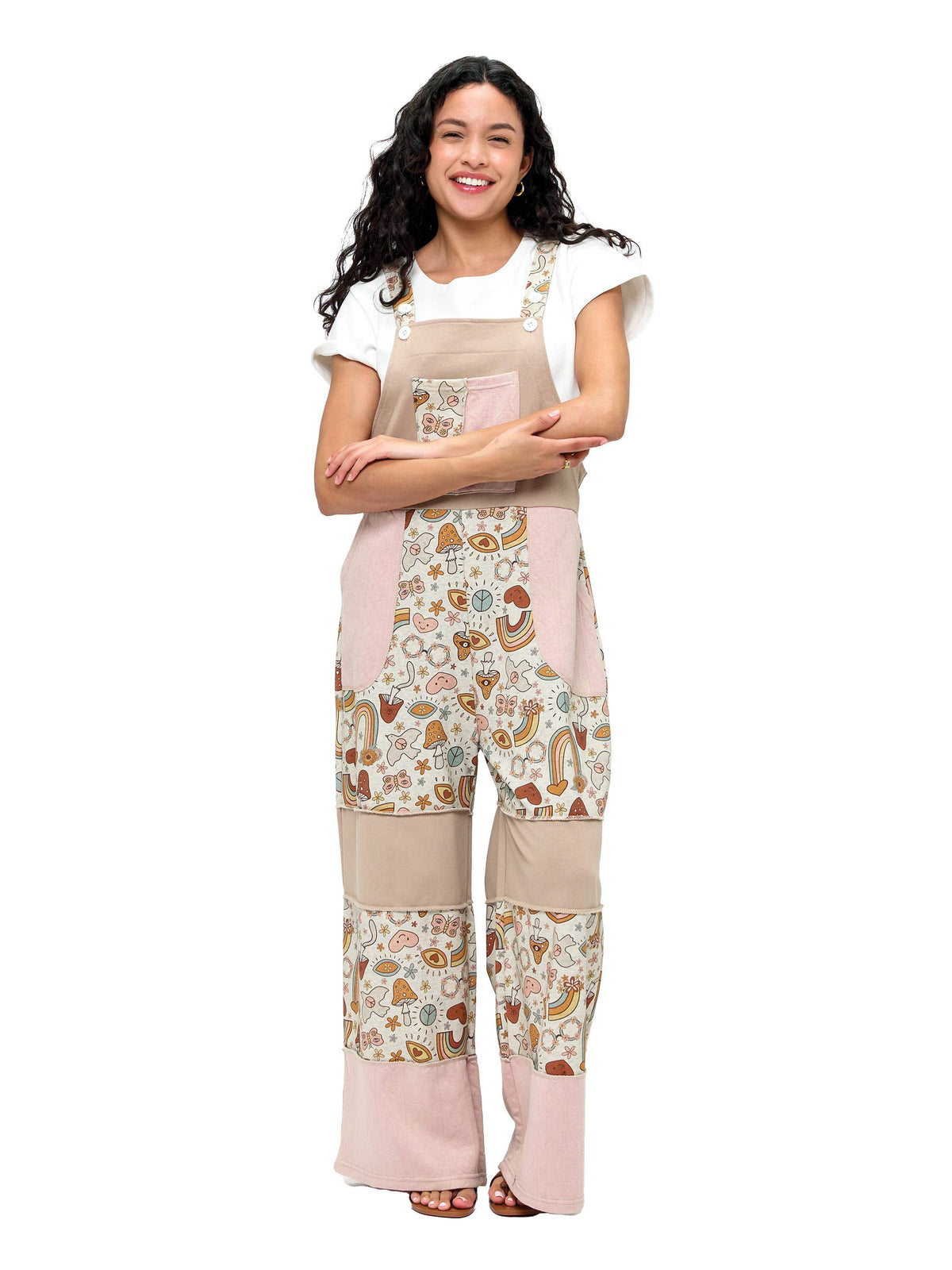 Boho Whimsical Overalls Taupe