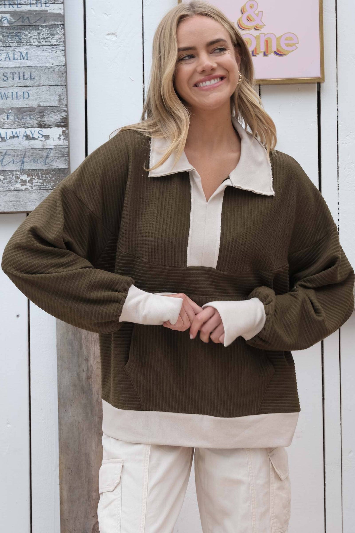 Contrast Long Sleeve Top