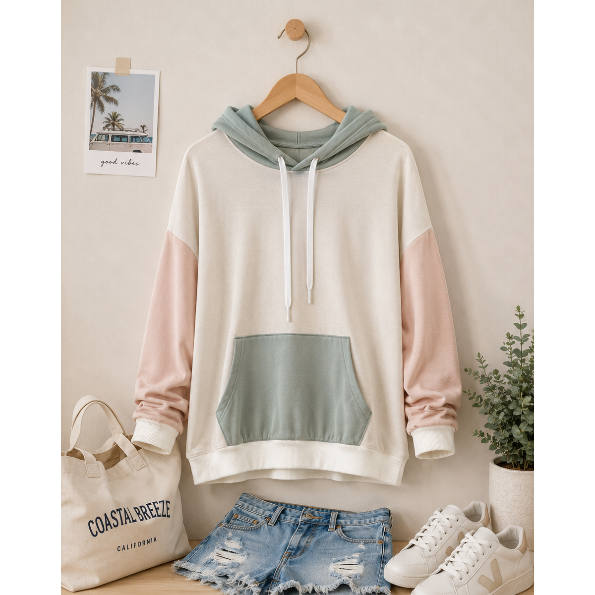 Long Sleeve Color Block Hoodie