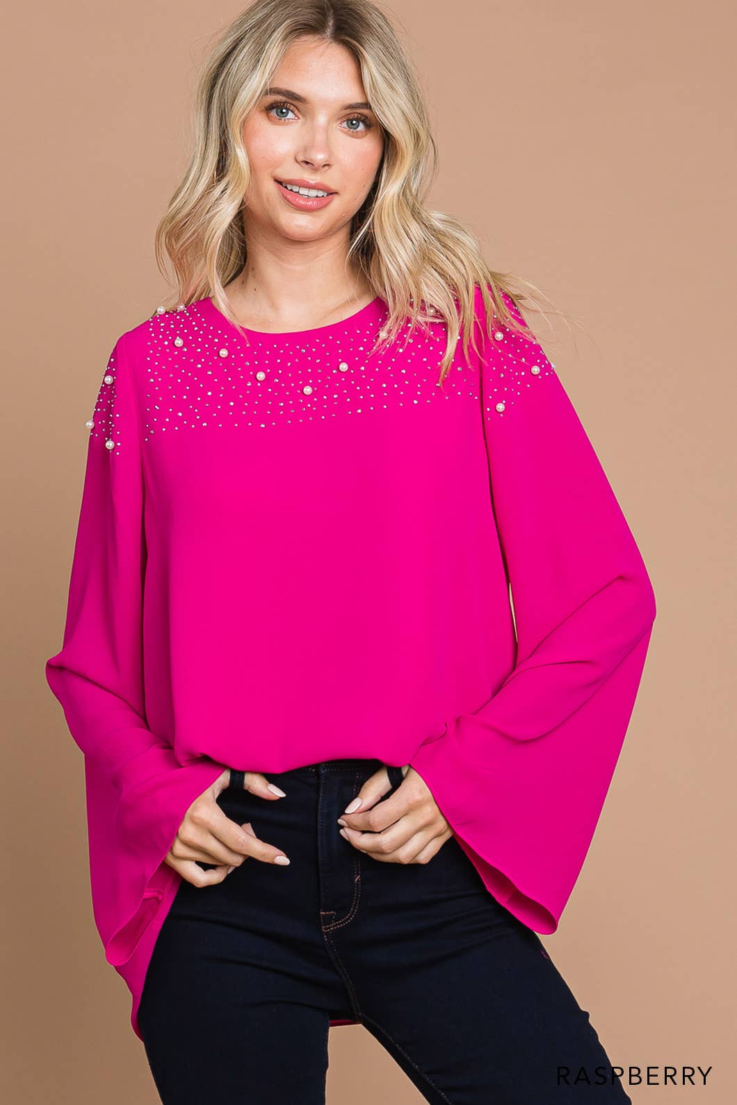 Hot Pink Studded Blouse
