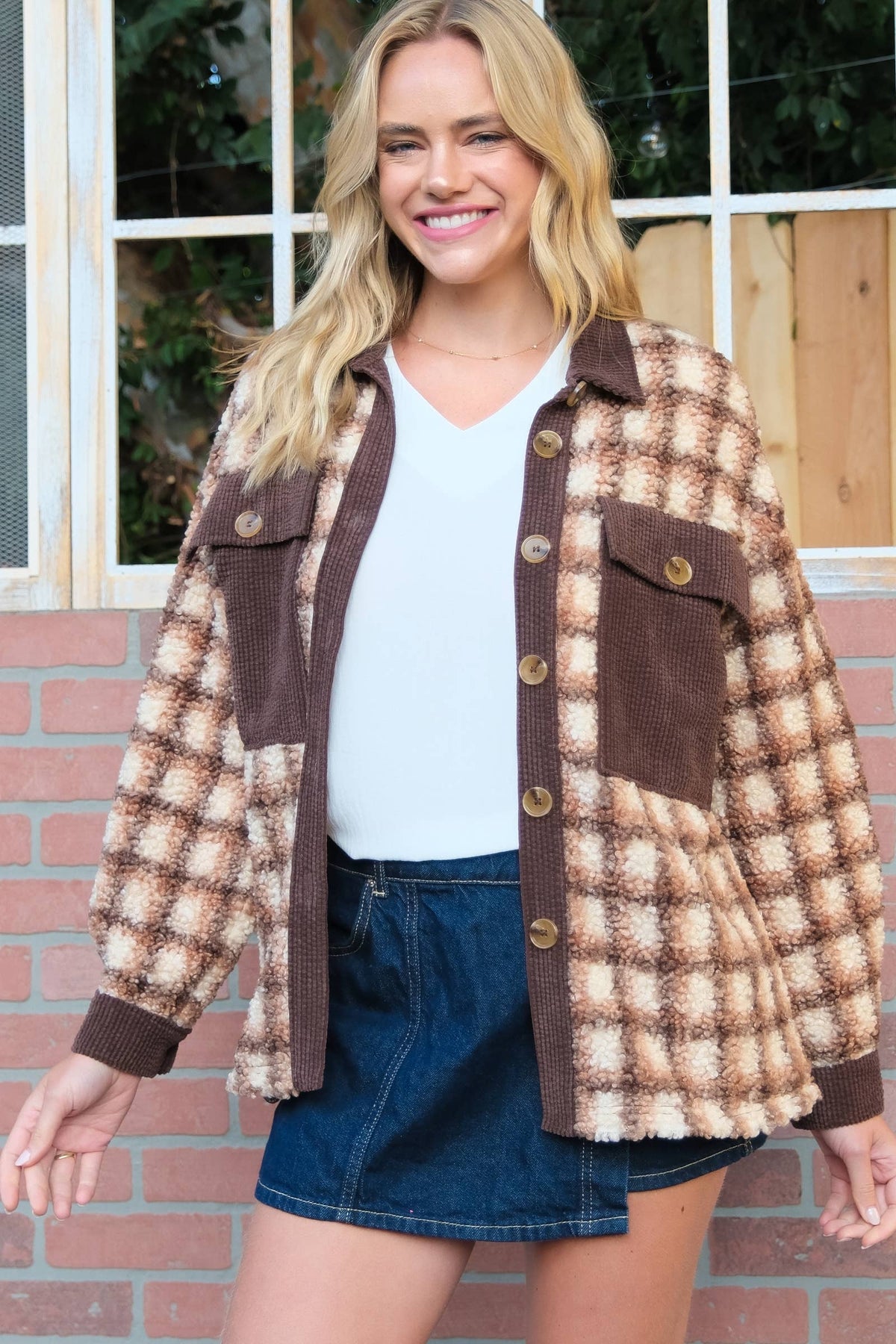 Plaid Corduroy Ribbed Jacket