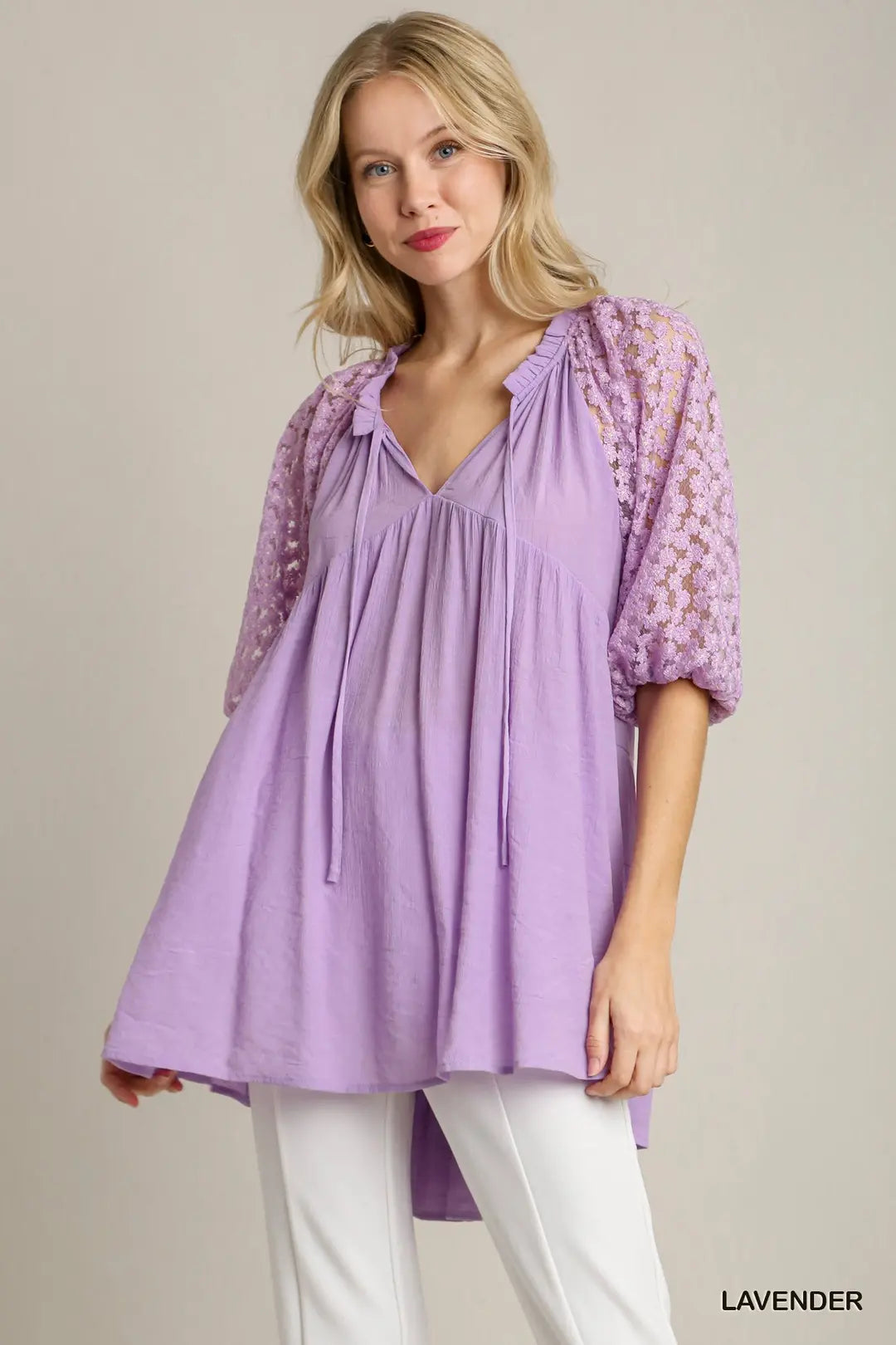 Front Tie V-Neck Tunic Top