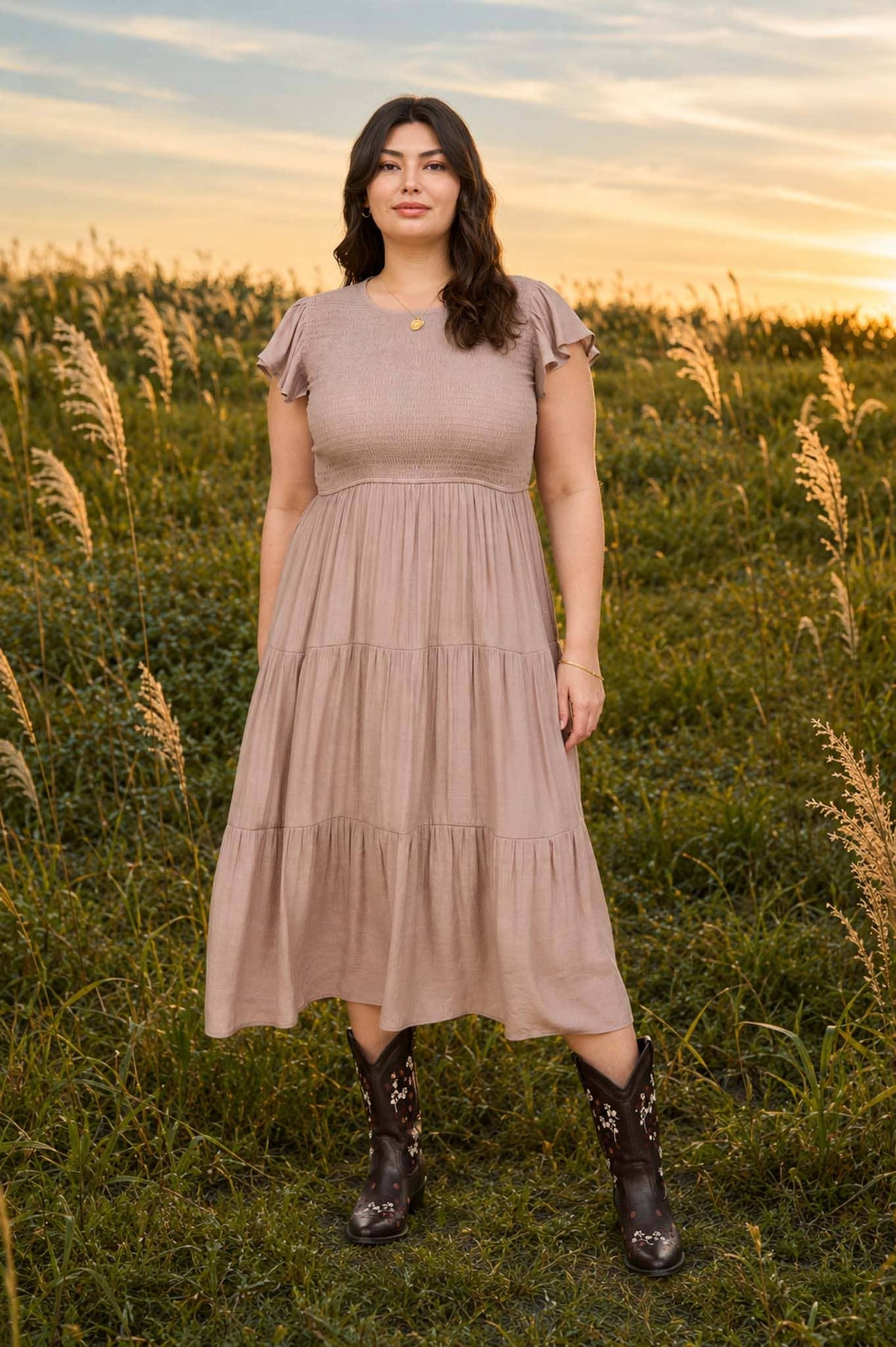Plus Tiered Smocked Dress