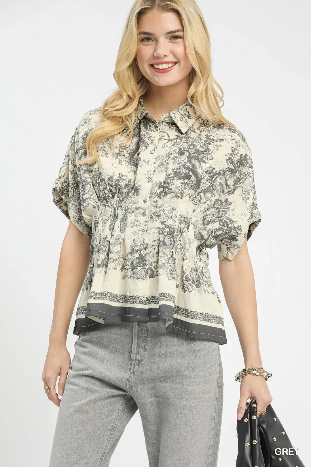 Toile Print Button Up Top