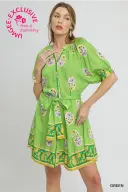 Lime Print Tie Dress