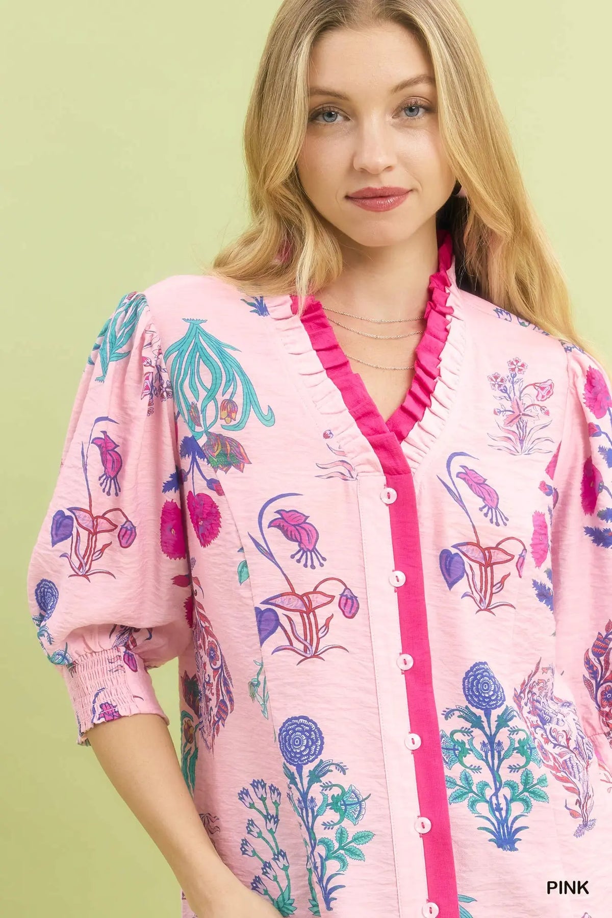 Floral Encyclopedia Print Button-Down Top