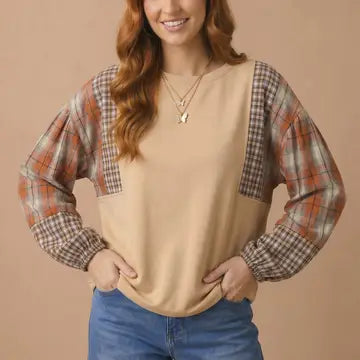 Plaid Colorblock Top