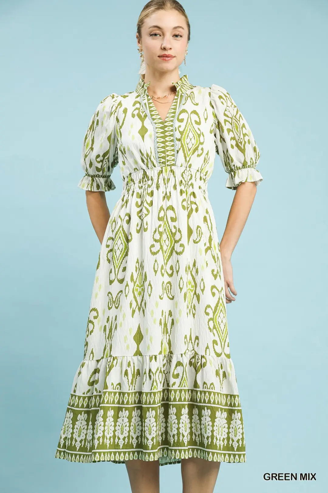 Print Smocked Waist Midi Dress – Carly & Cass Print Smocked Waist Midi Dress – Carly & Cass