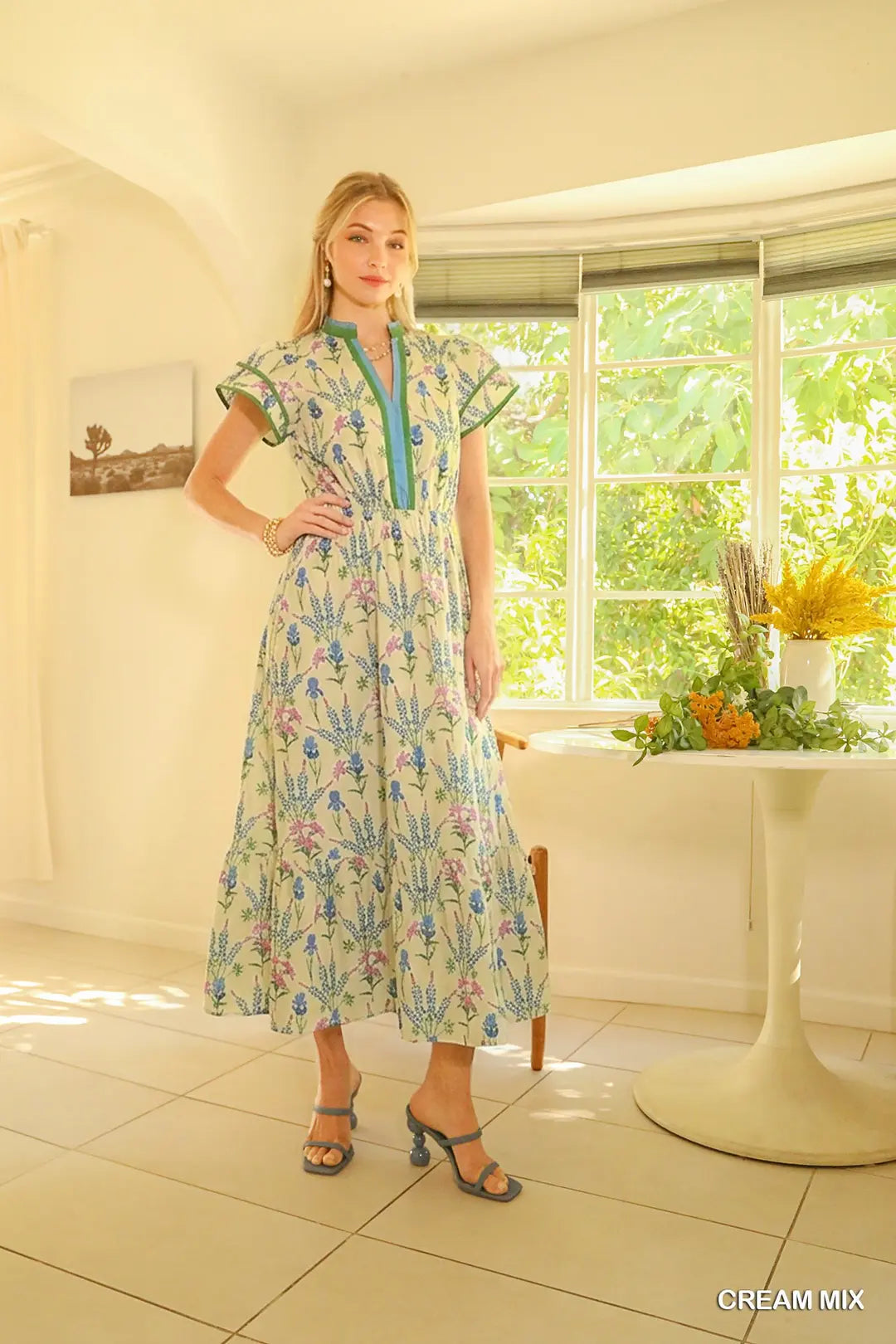 Mix Floral Midi Dress