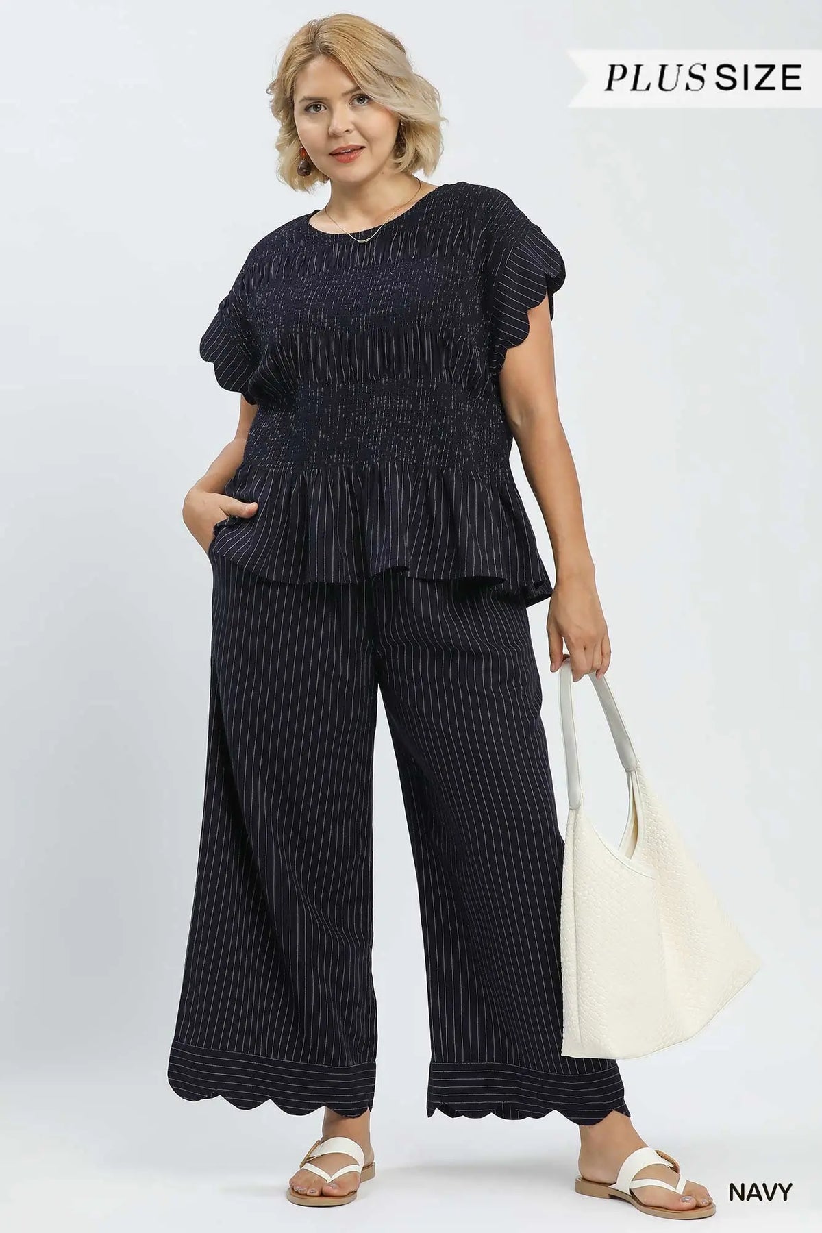 Pinstriped Wide Leg Pant