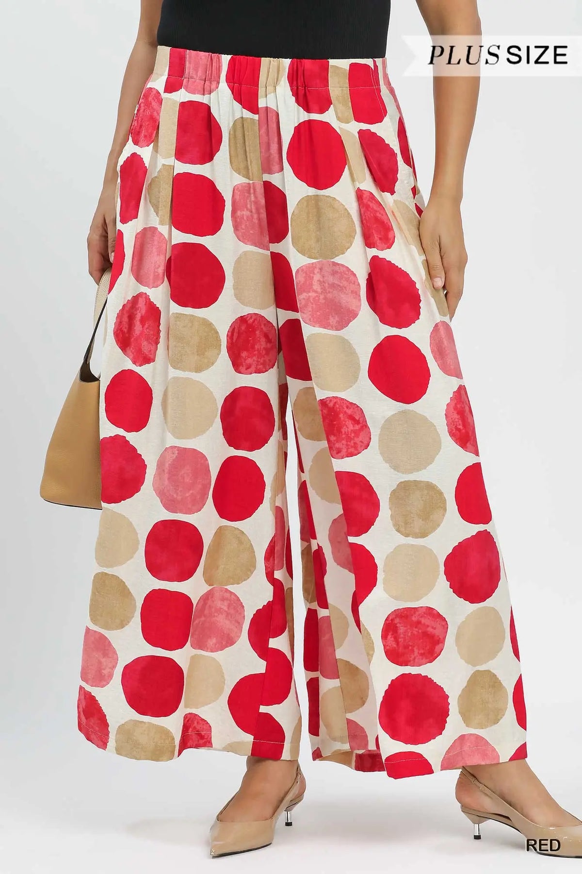 Red Dot Print Wide Leg Pant