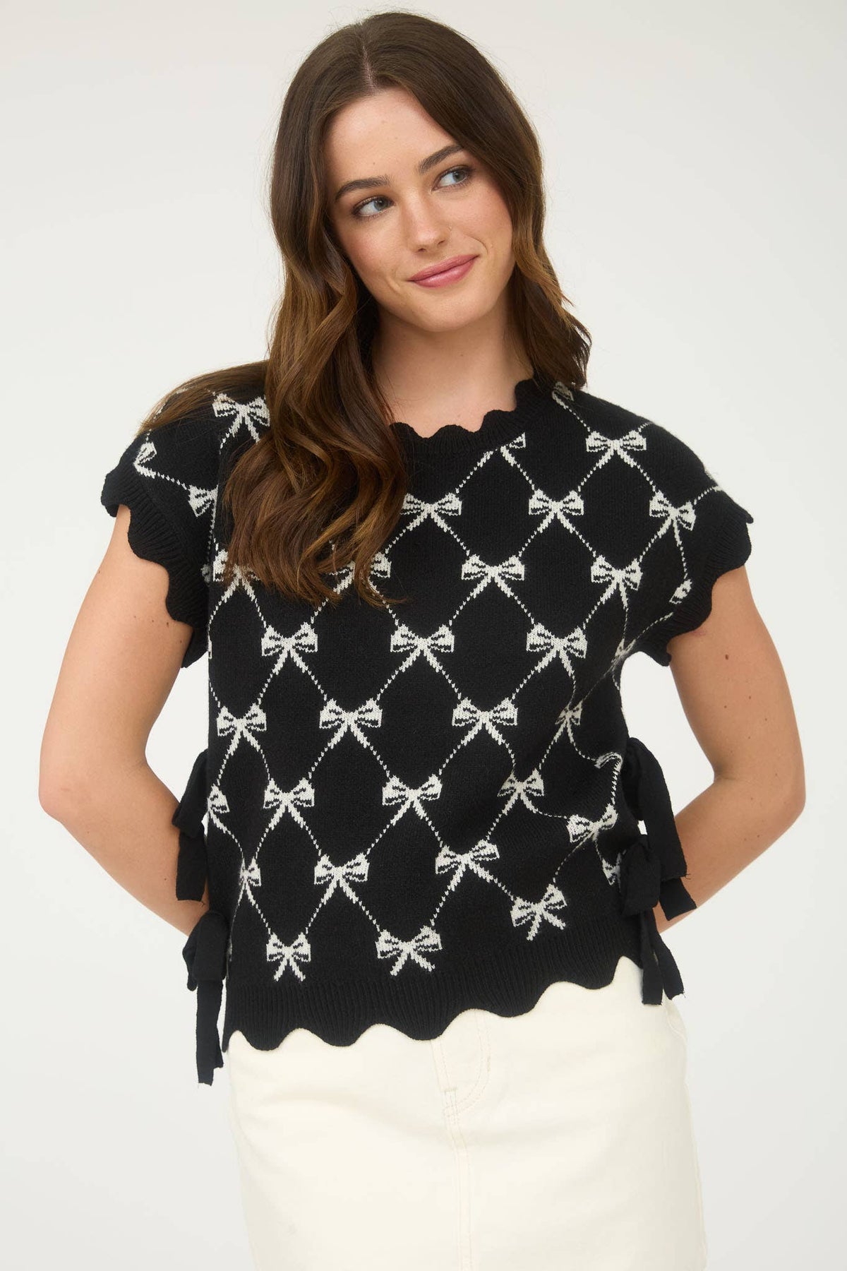 Bow Knit Side-Tie Top