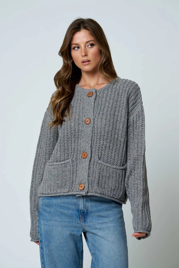 Gray Button Down Cardigan