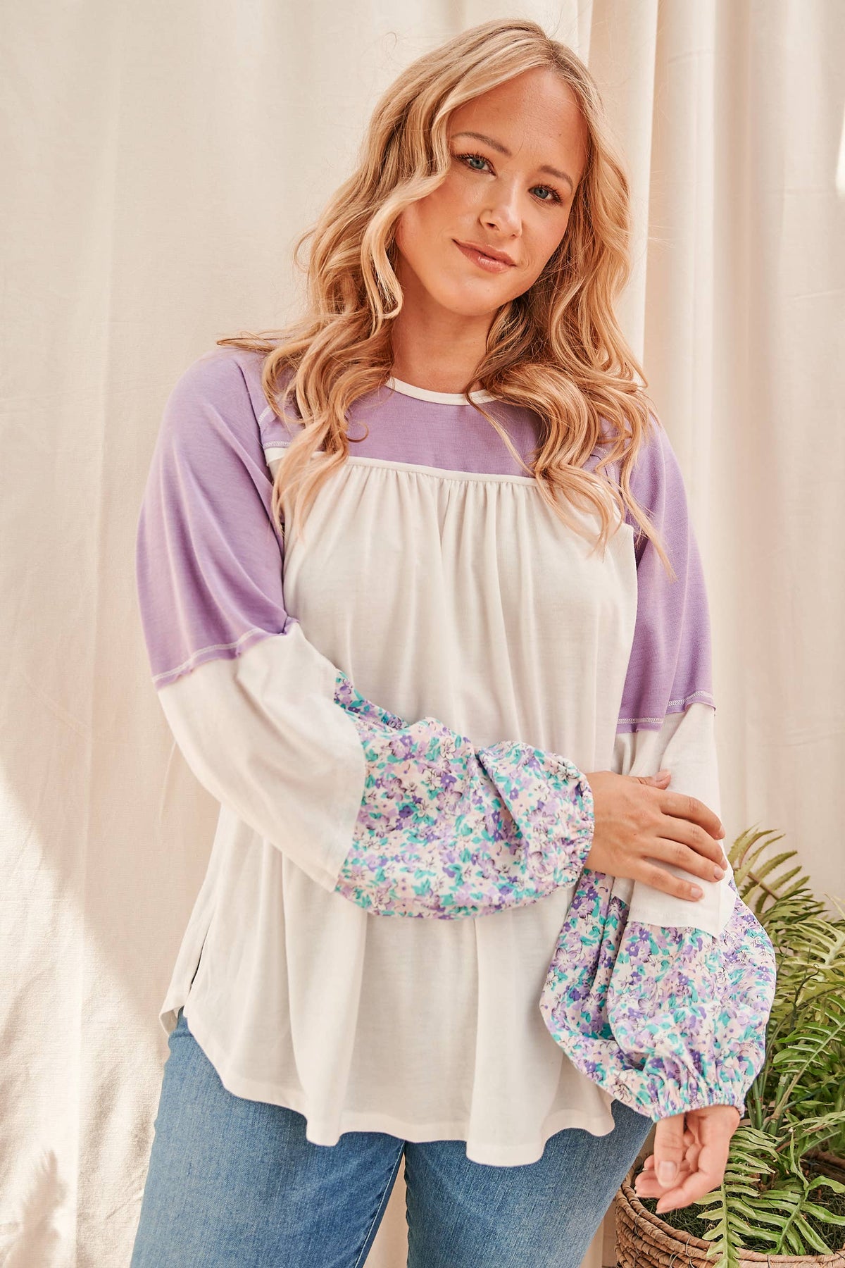 Colorblock Bubble Sleeve Top