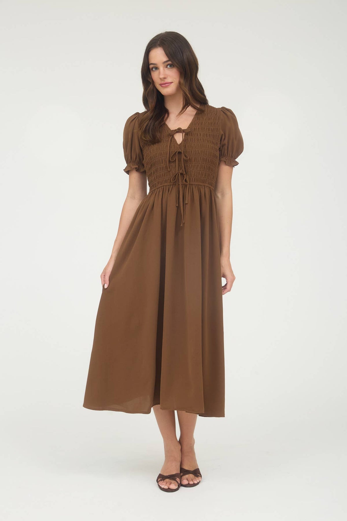 Tie It Up Smocked Midi Dress