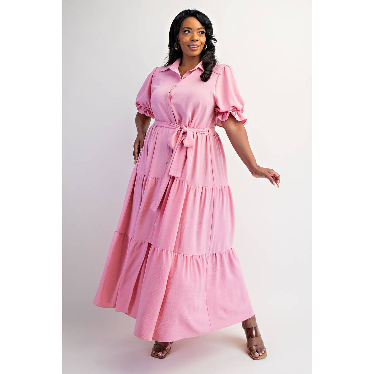 Plus Tiered Hem Maxi Dress