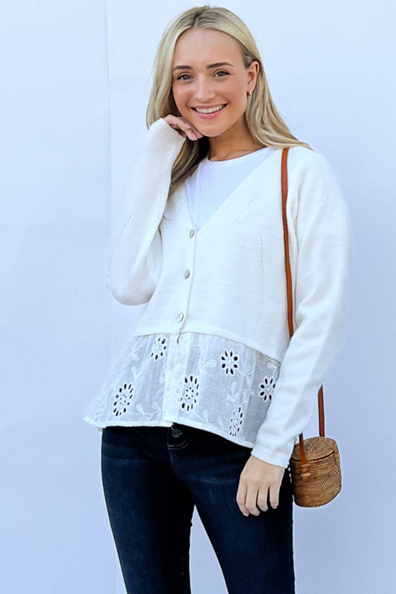 V-Neck Lace Sweater Cardigan