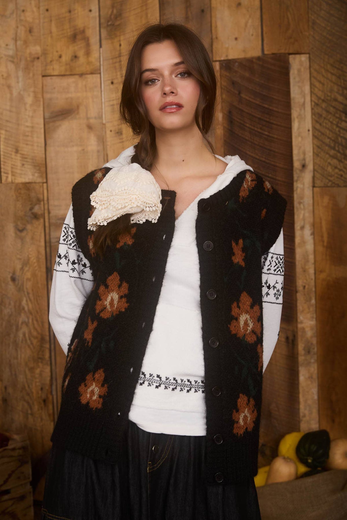 Cottagecore Knitted Floral Vest