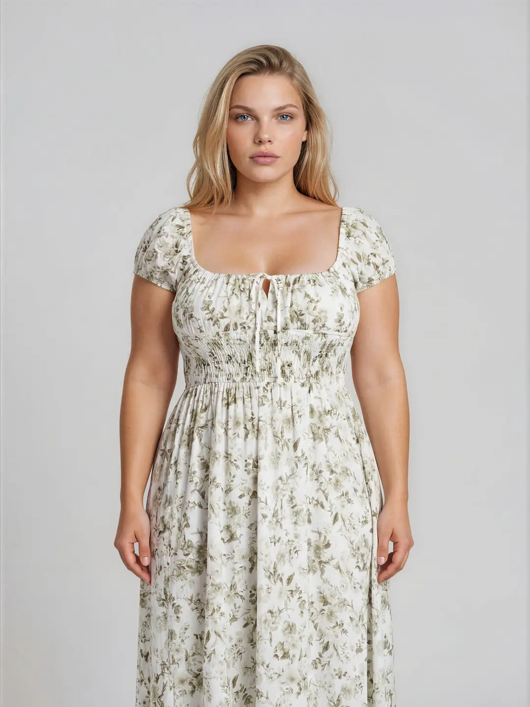 Plus Floral Toile Short Sleeve Midi Dress