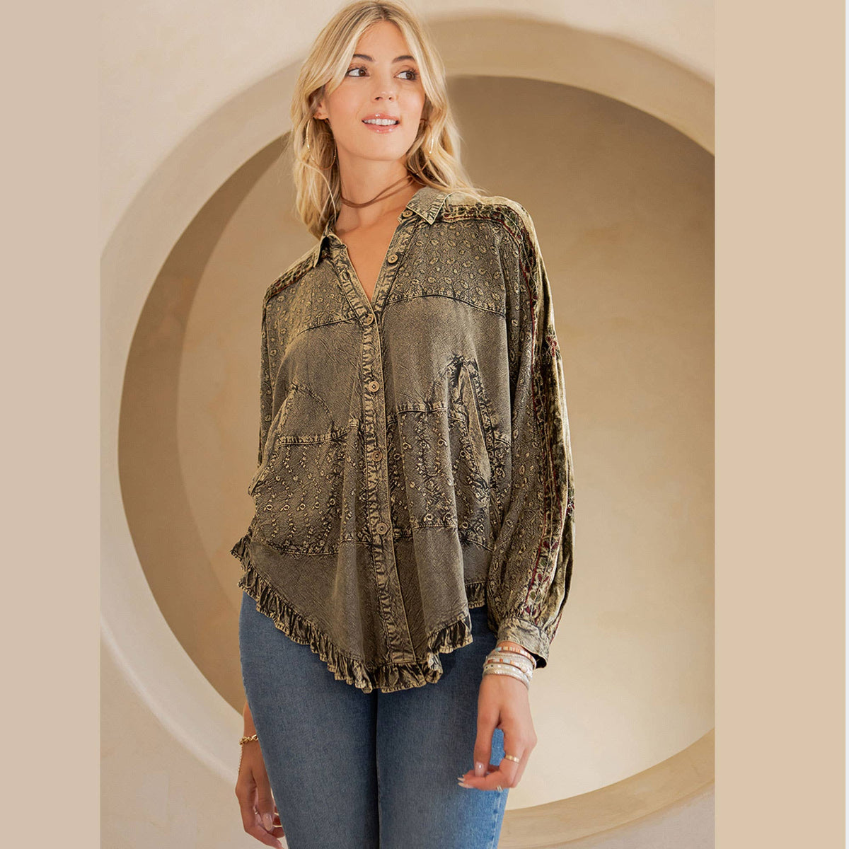 Boho Stonewashed Top