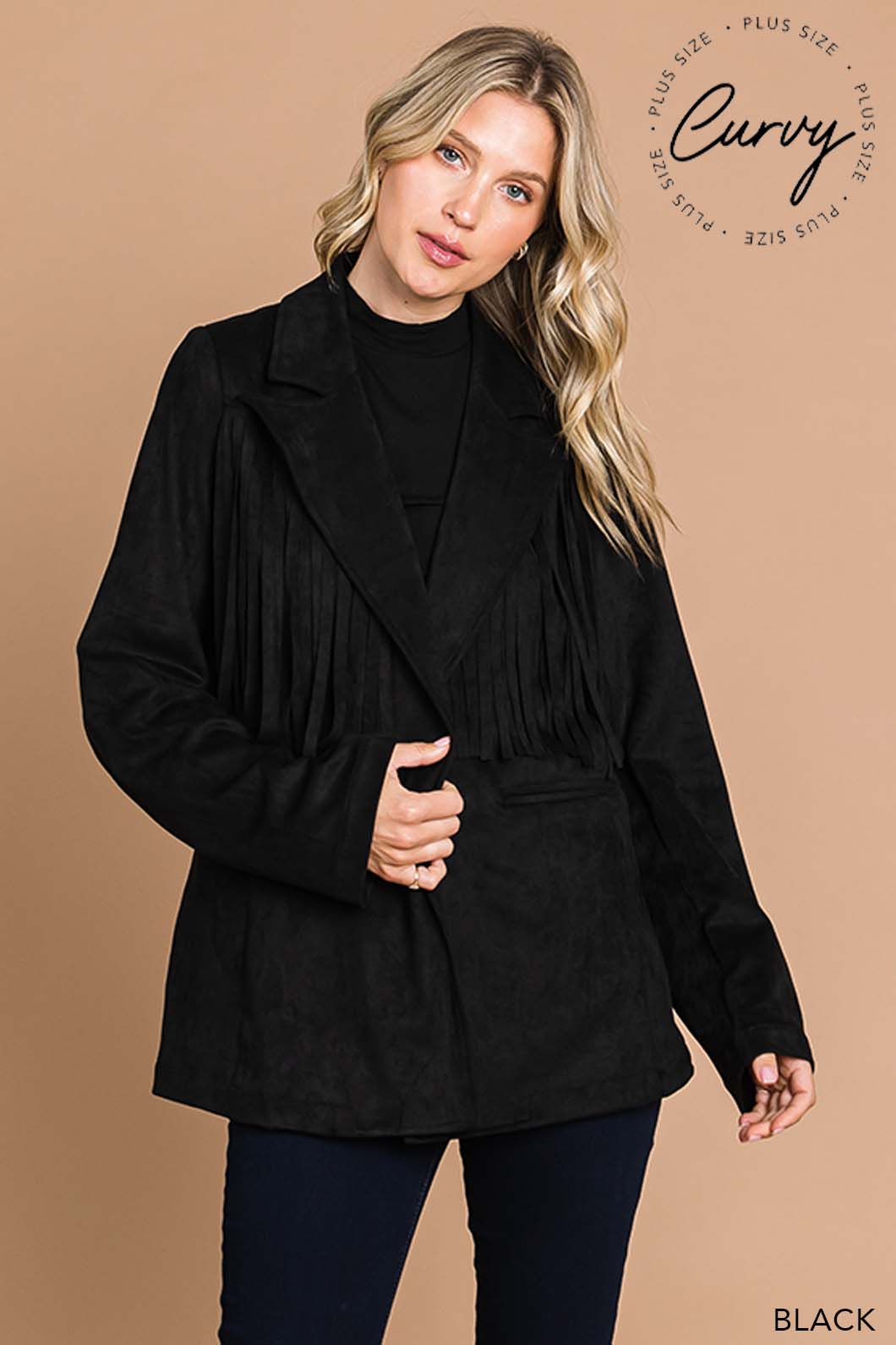 Faux Suede Fringe Jacket