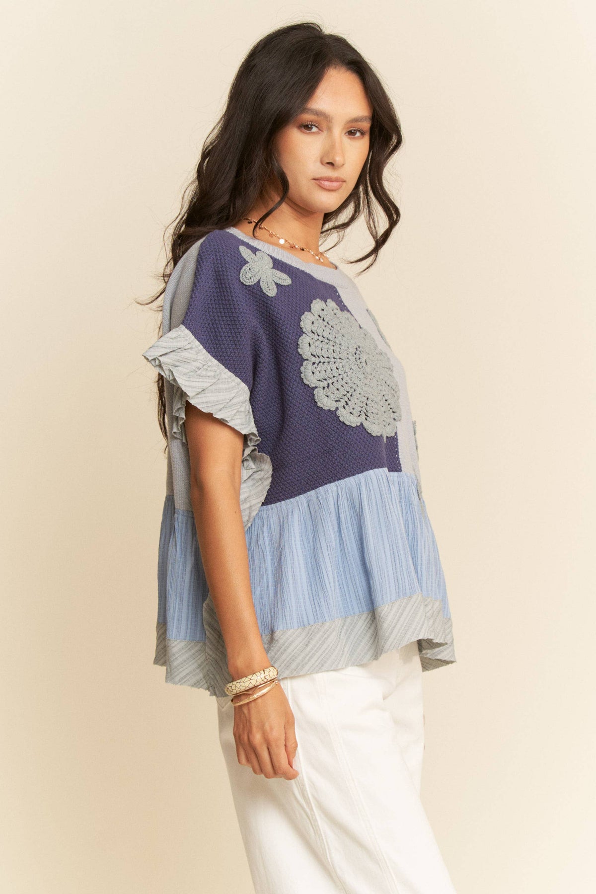 Patchwork Ruffle Top