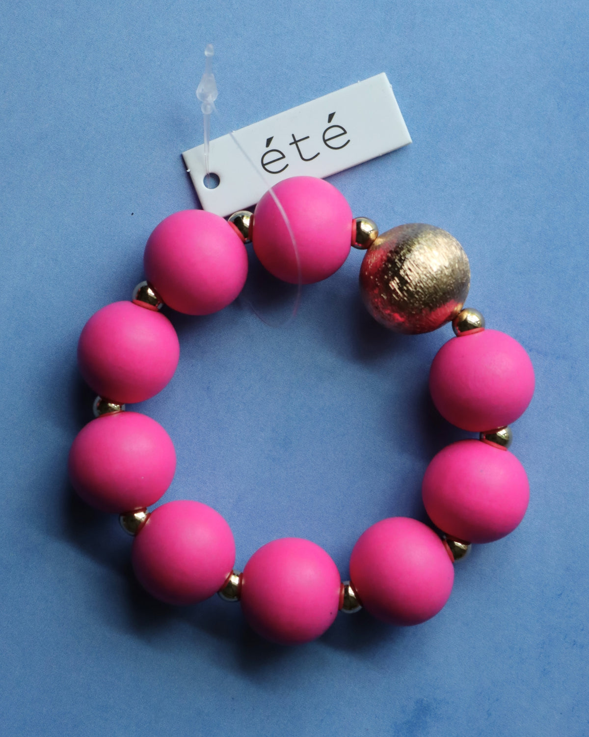 Pink Beaded Gold Bracelet