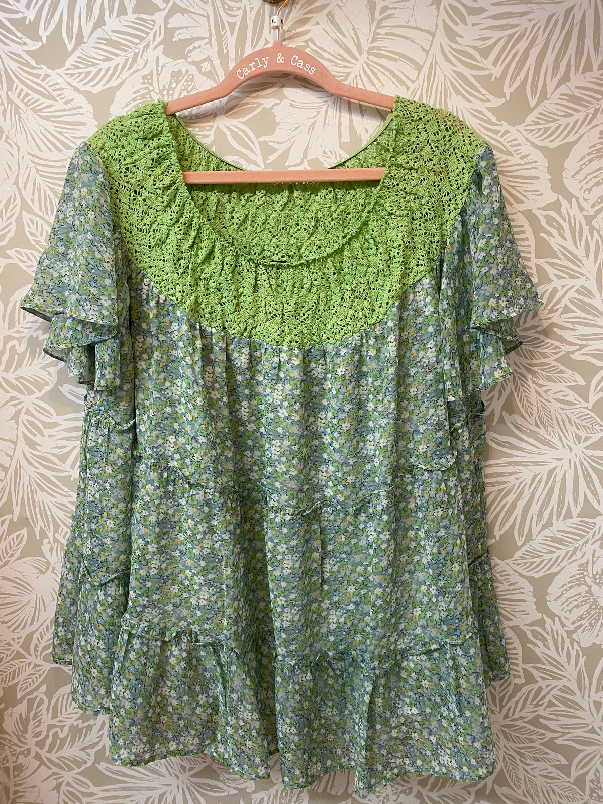 Apple Green Floral Top