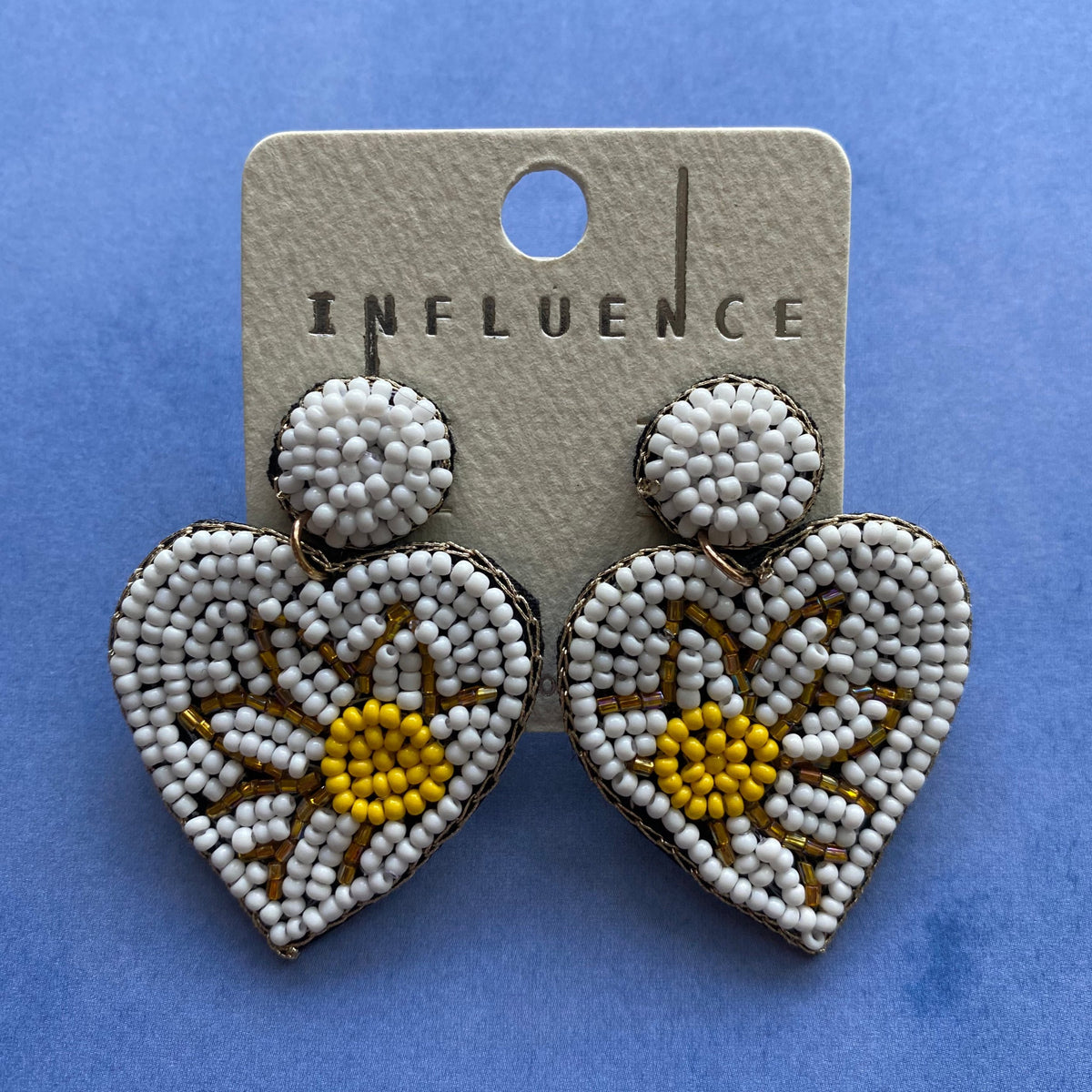 Daisy Flower Heart Earrings