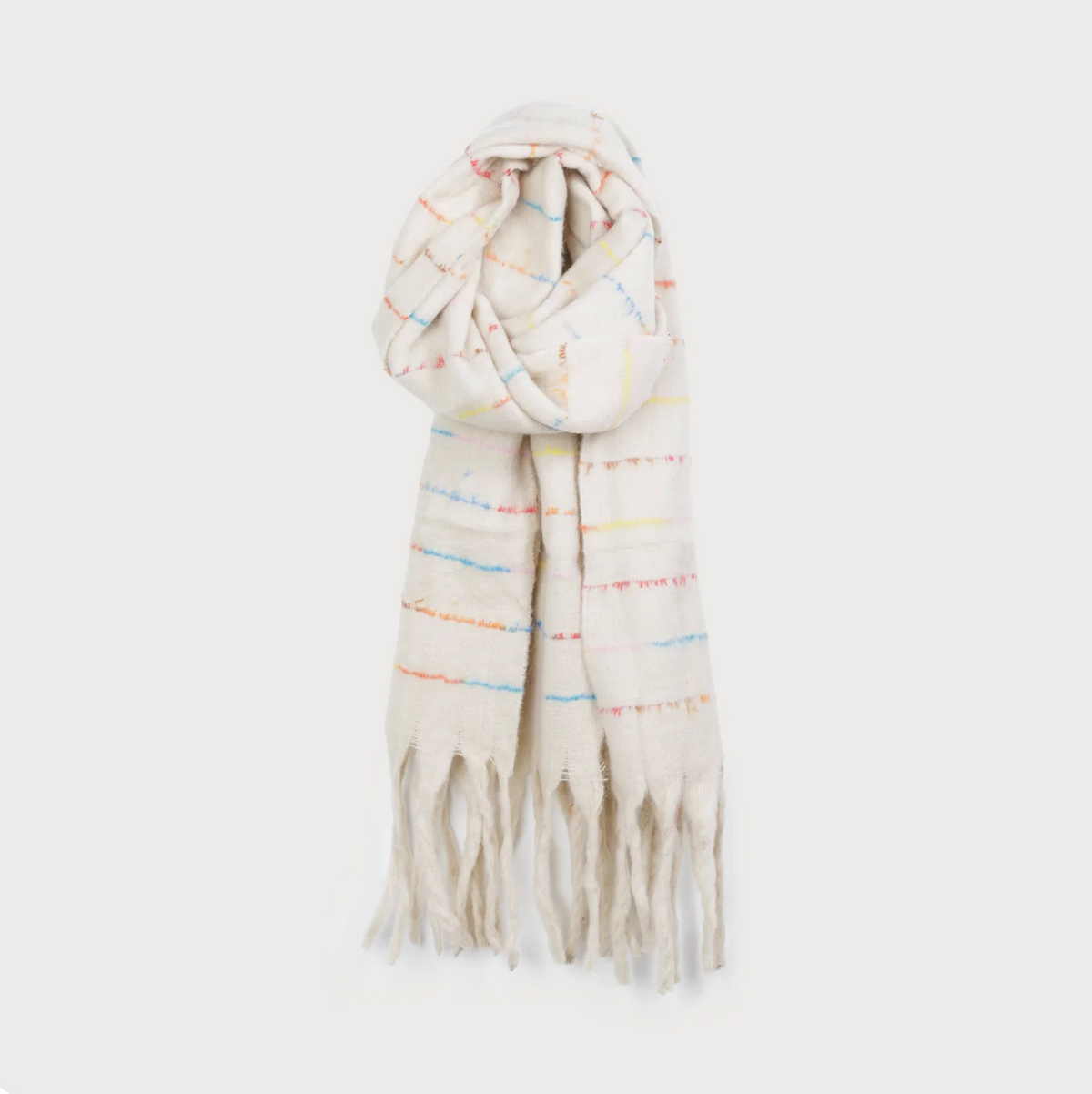 White Candy Striped Scarf