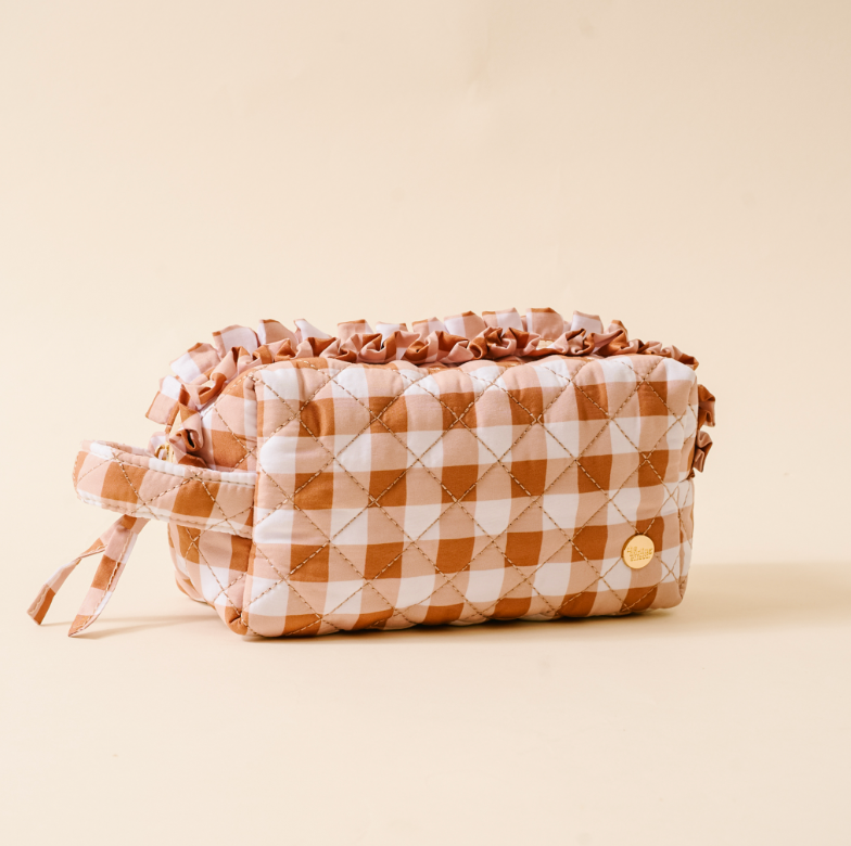 Maple Gingham Quilted Cosmetic Pouch