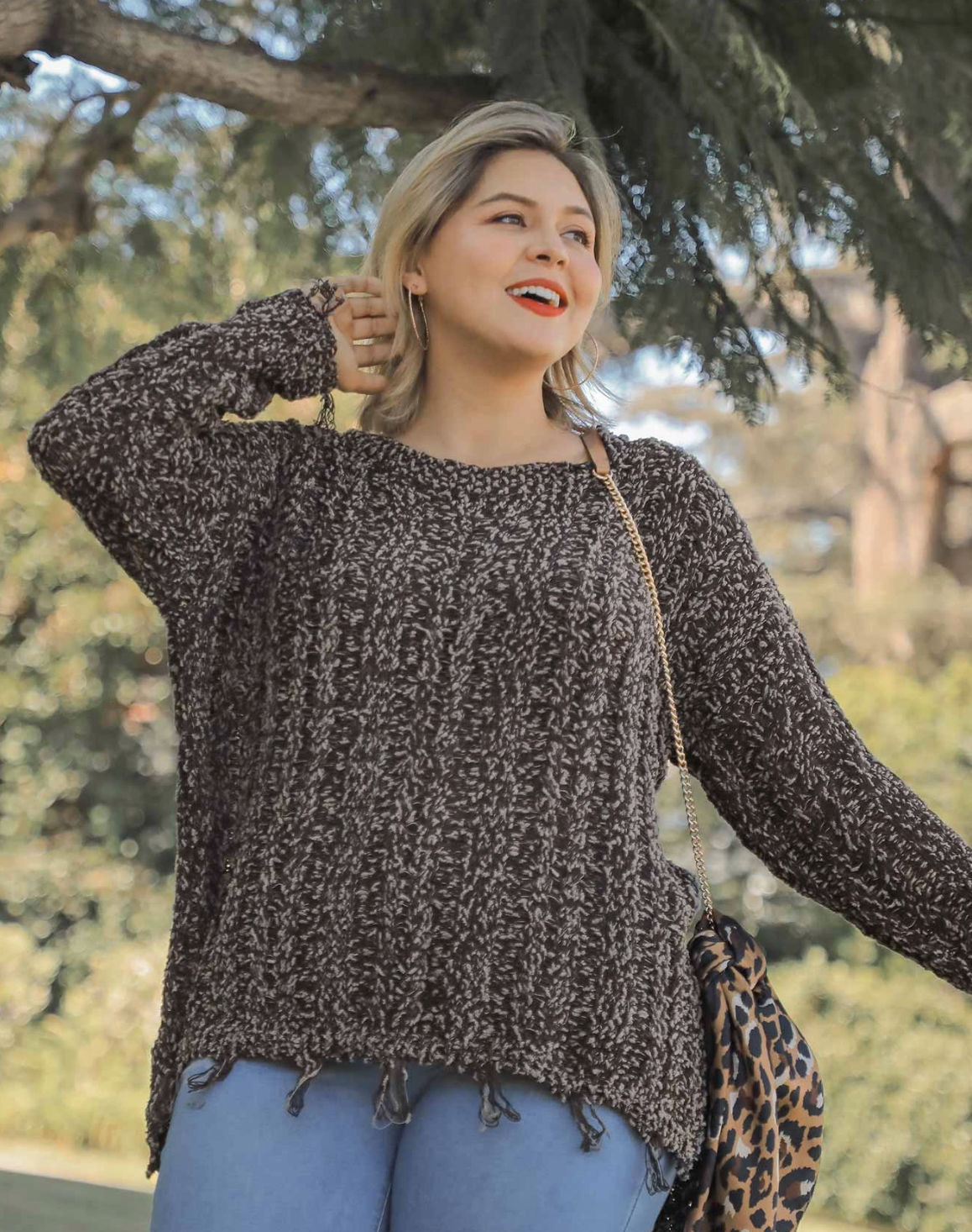 Knit Frayed Hem Sweater