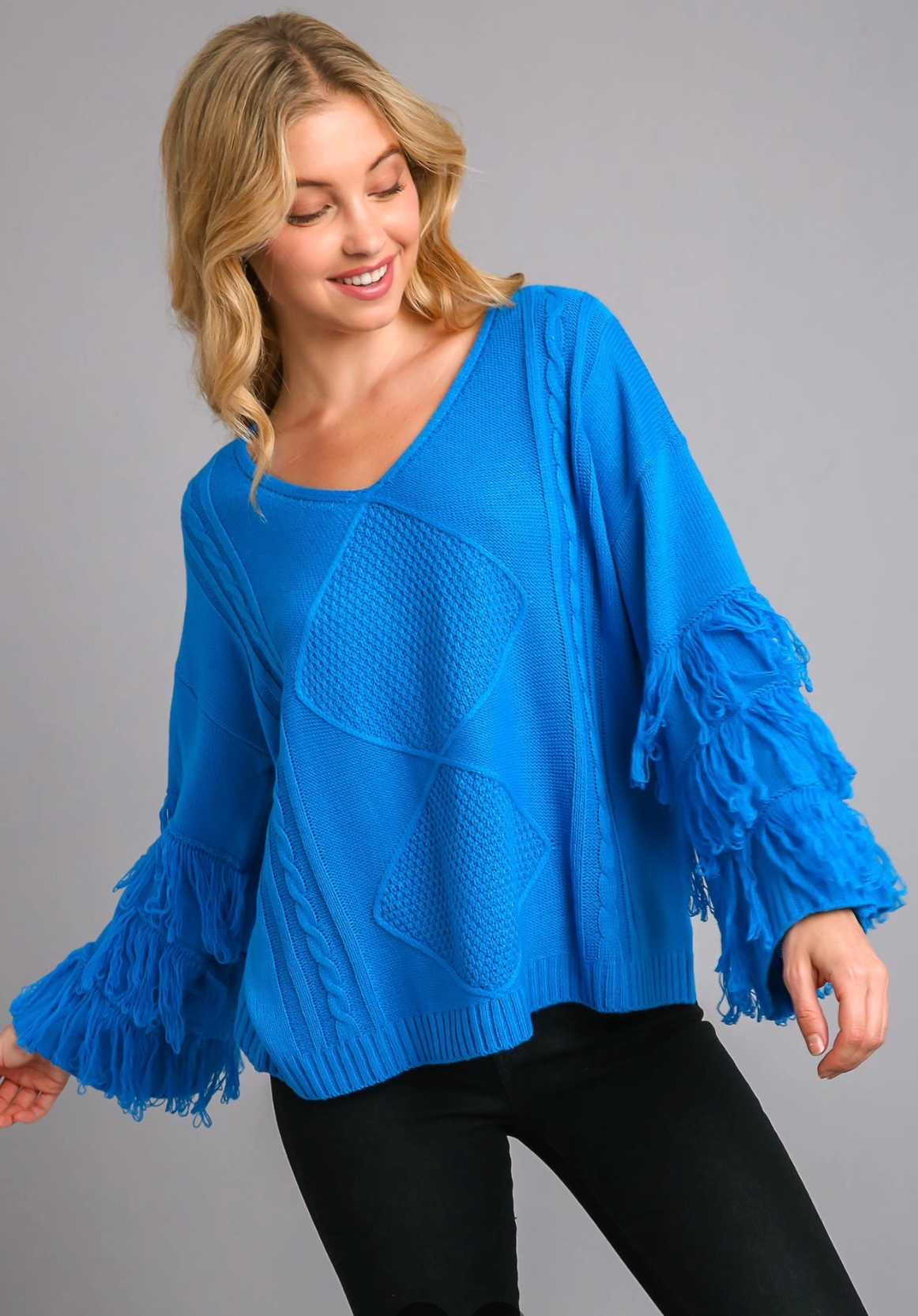 Fringe V-Neck Sweater