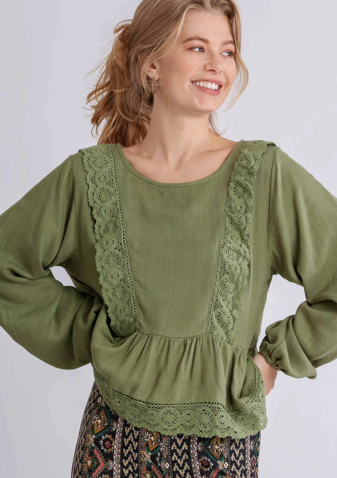 Lace Ruffle Trim Blouse