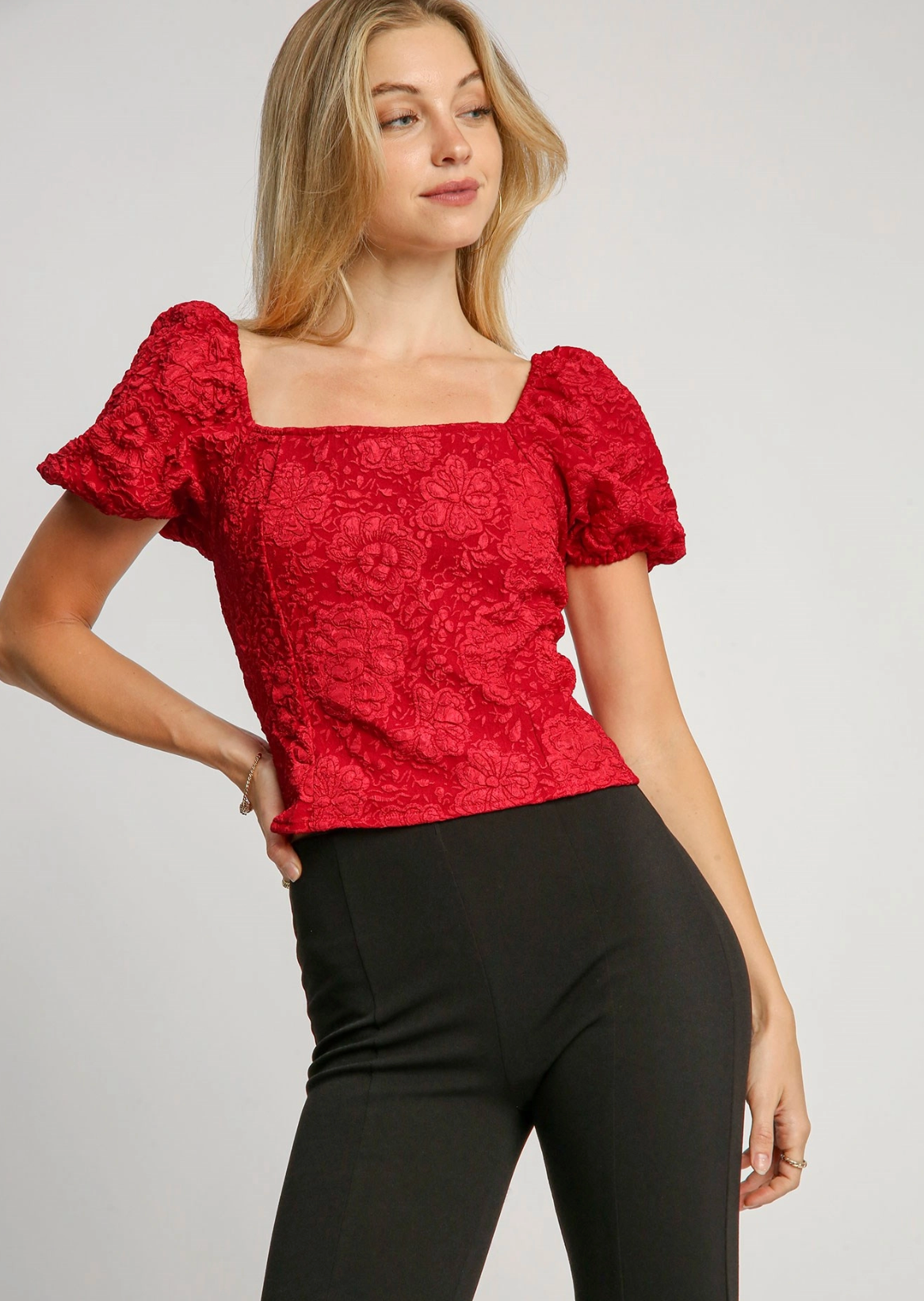 Textured Baby Doll Top