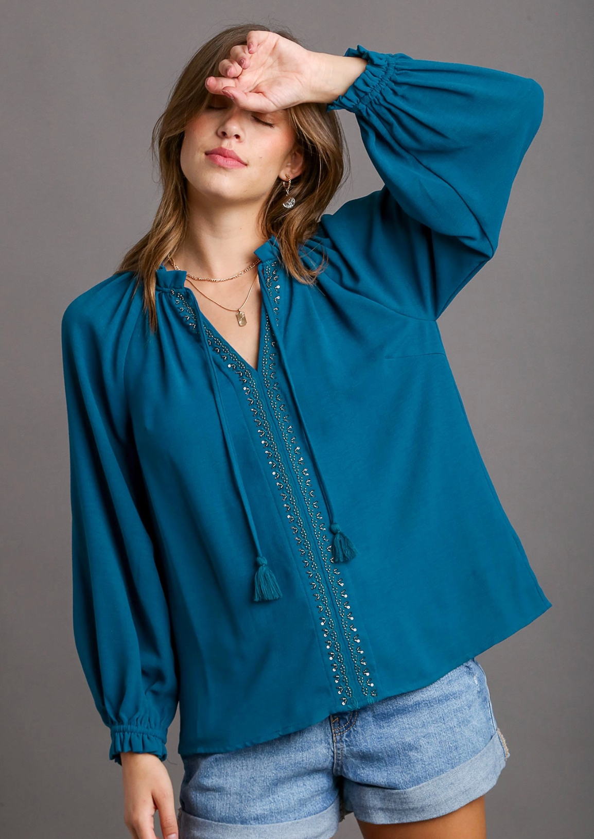 Beaded Tie Long Sleeve