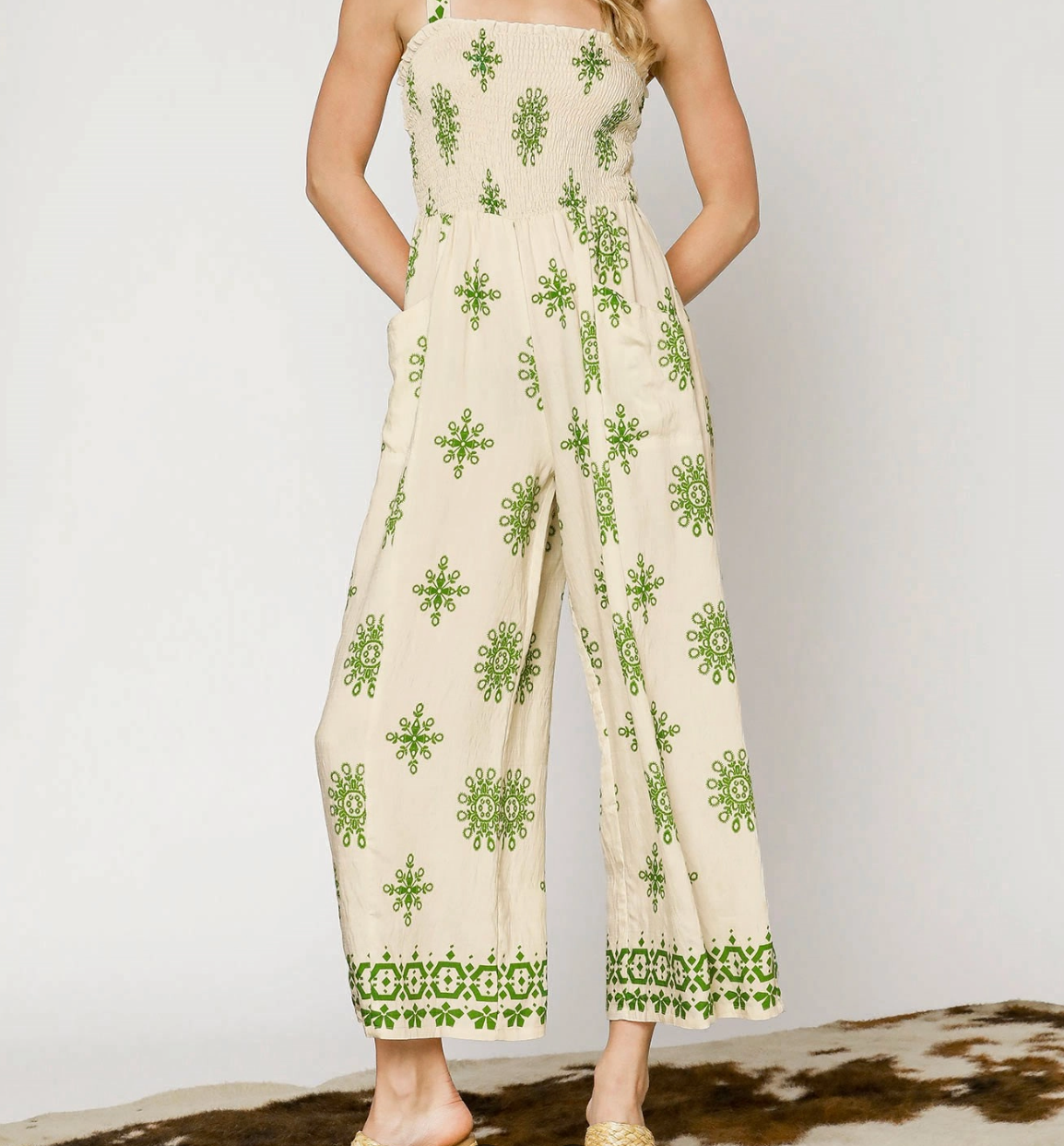 Green Pattern Overalls