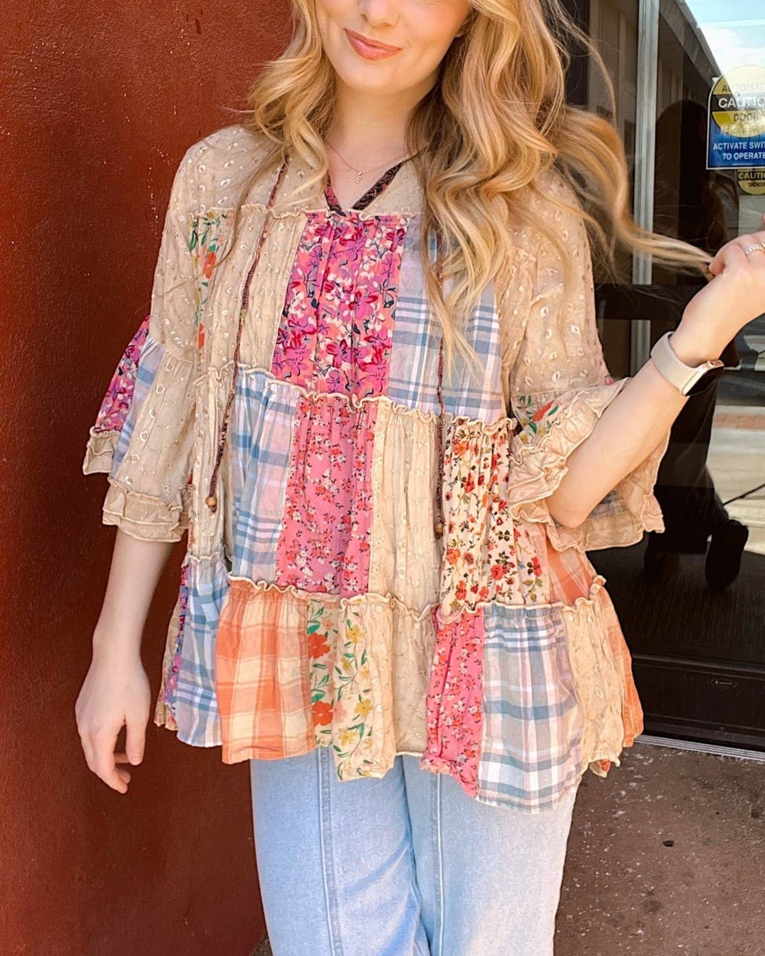 Boho Floral Patchwork Blouse