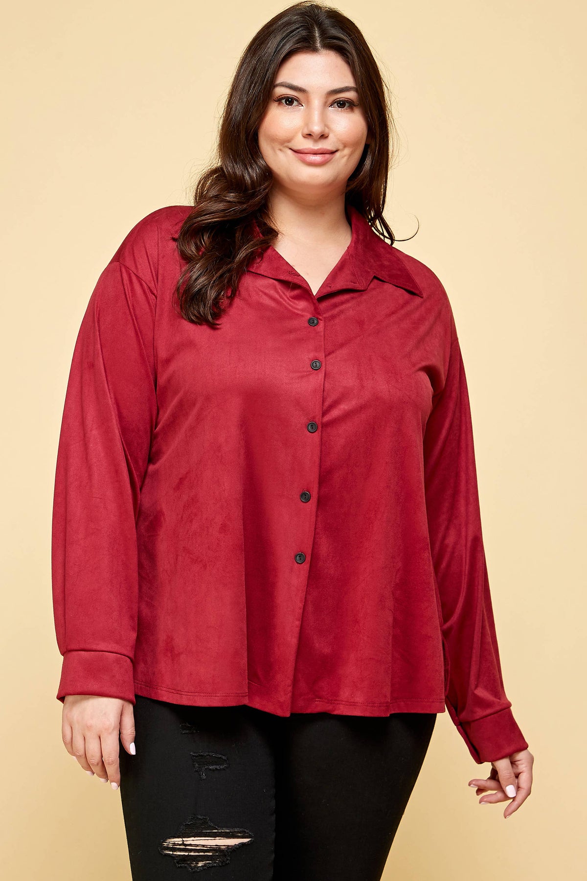 Suede Button-Down