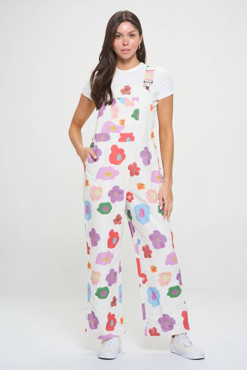 Floral Print Overalls