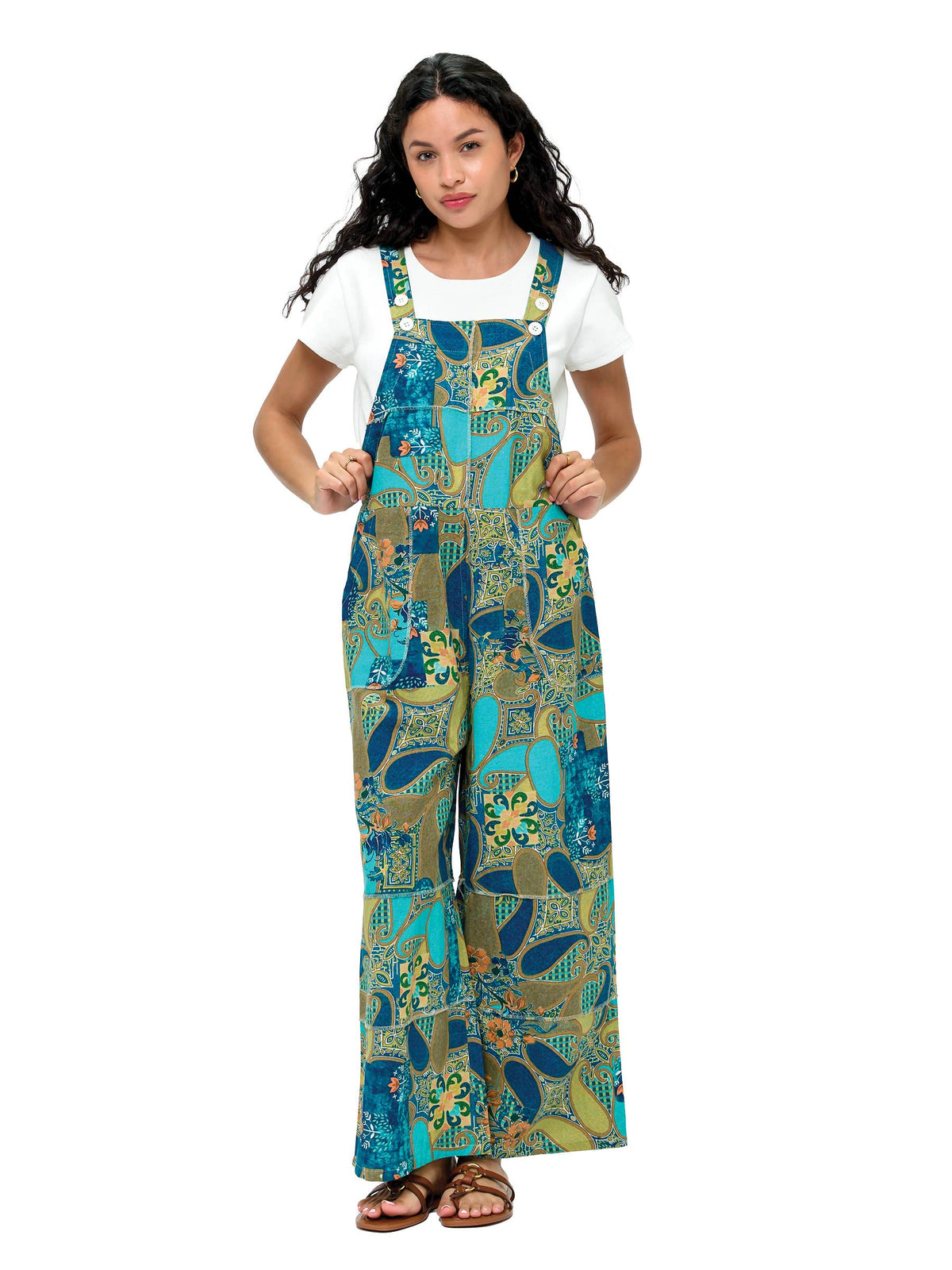 Vibrant Floral Patchwork Overalls